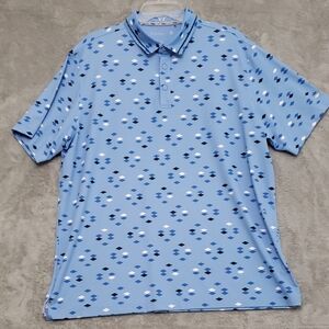 Walter Hagen Golf Polo Shirt Light Blue Geometric Shirt XL Performance 11